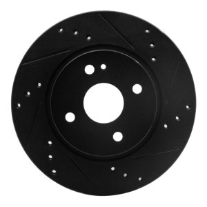 Mazda 2 Brake Rotor (1) - Front Right - R1 Concepts - Drilled & Slotted - Black - `11-`15